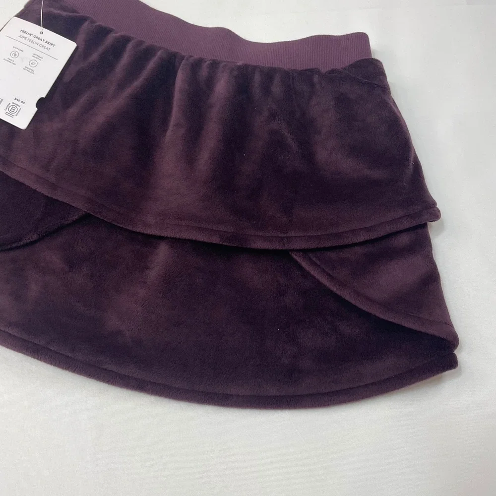 ATHLETA Girl Plum Velvet Skort Tiered Ruffle Mini Skirt Kids Activewear‎